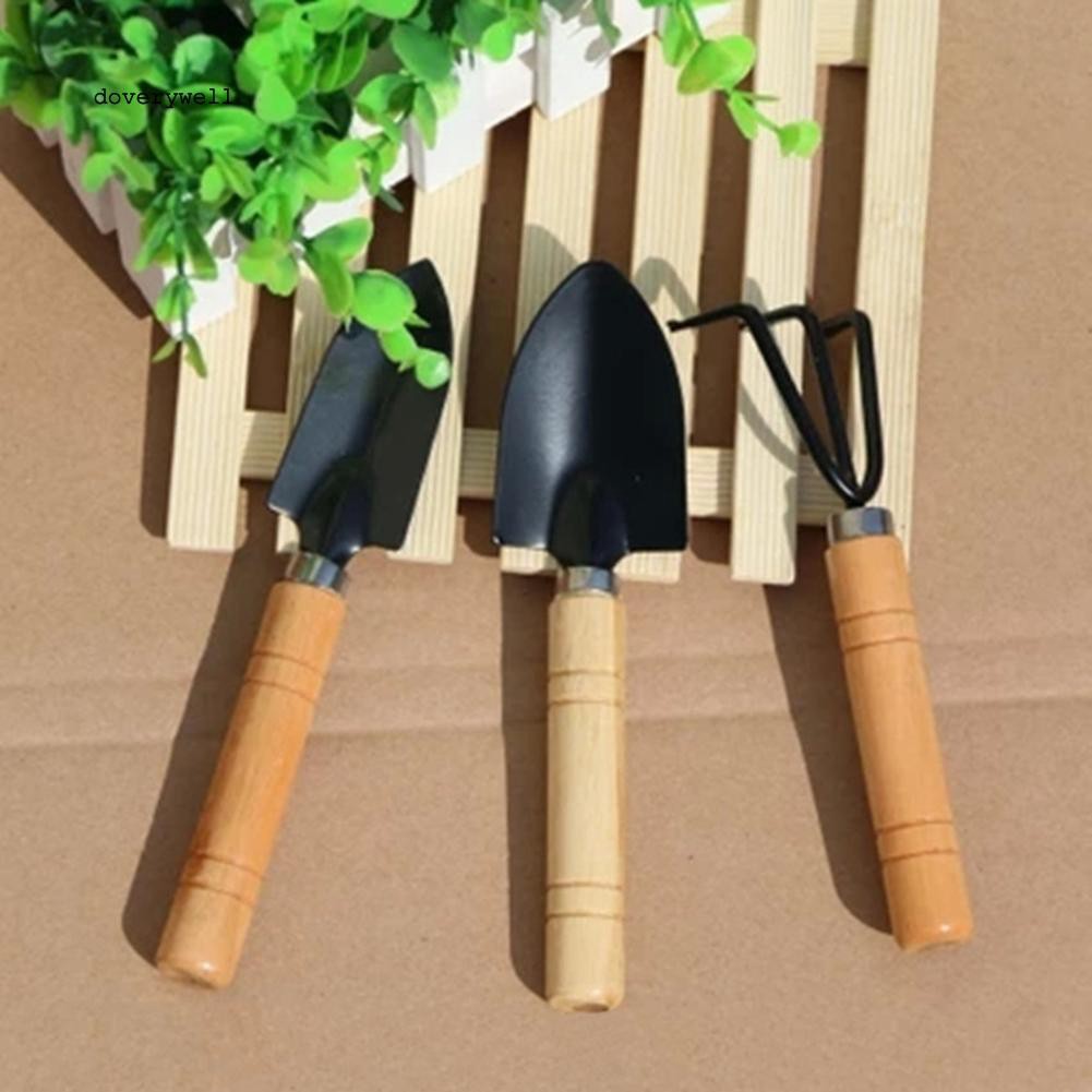 Bộ 3 dụng cụ làm vườn mini có tay cầm bằng gỗ tiện lợi