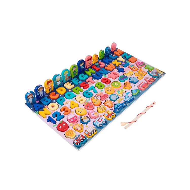 Bộ bảng gỗ Đồ Chơi 88 Câu Cá Ghép chữ cái Số Học Đếm Cho Bé phát triển thông Minh montessori 88 chi tiết