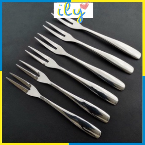 Nĩa Inox Cao Cấp 2 Răng Xiên Trái Cây Loại Trơn Sáng Đẹp ILY