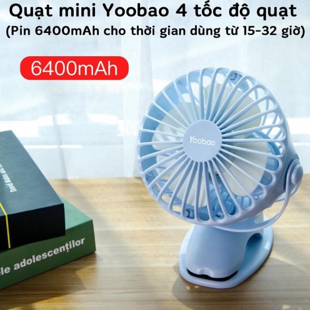 Quạt tích điện YOOBAO F04 6400mah, xoay góc, 32 tiếng, kẹp xe đẩy, để bàn | WebRaoVat - webraovat.net.vn