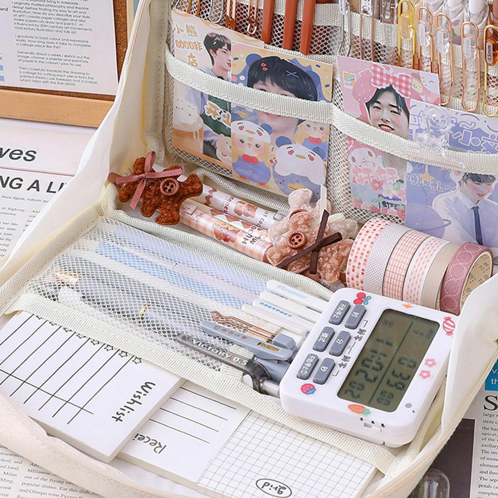 Túi bút vải lớn chữ nhật có dây kéo khóa