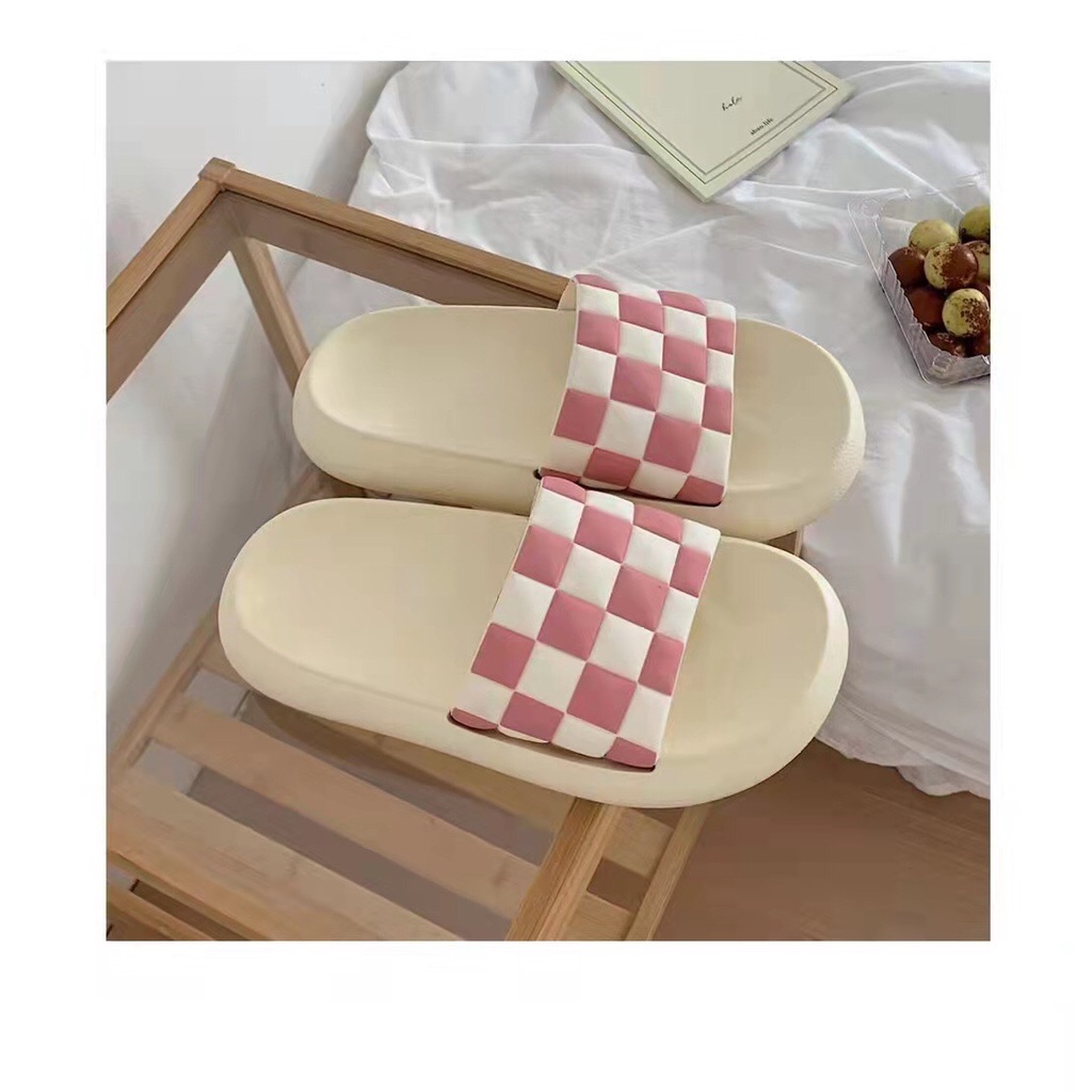 Dép lê nữ quai ngang họa tiết kẻ caro full size ⭐️SIÊU HOT ⭐️ siêu êm đế bánh mỳ mẫu mới nhất MSP1601CR