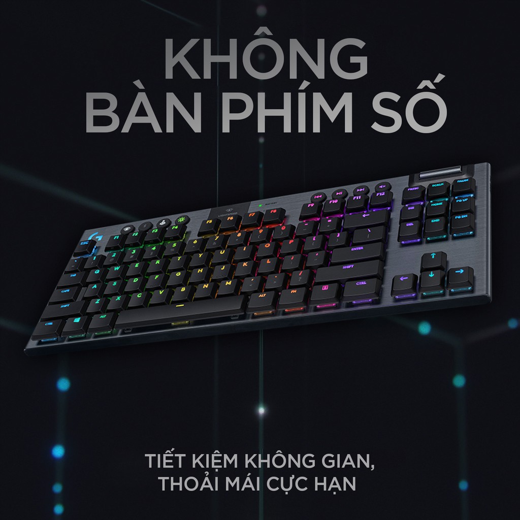 [Mã ELCL7 giảm 7% đơn 300K] Bàn phím cơ gaming không dây Logitech G913 TKL - Không phím số, Bluetooth/USB, RGB