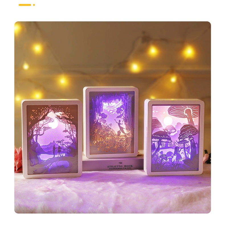 Đèn Led chạm khắc giấy 3D
