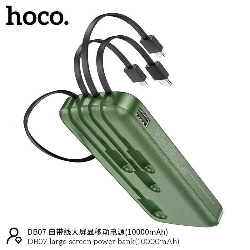 Sạc Dự Phòng 10000mAh Hoco DB07 - Pin Dự Phòng 3 Cổng Lightning, Micro USB, Type C Đa Năng