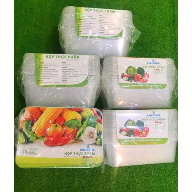 Set 10 Hộp Nhựa Kim Hưng Đựng Thực Phẩm Microwave ( Kèm nắp) - Nhiều cỡ chọn lựa