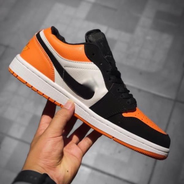 Giày sneaker FREESHIPJD1 thấp cổ đen cam, Giày jordan hot trend cho nam và nữ