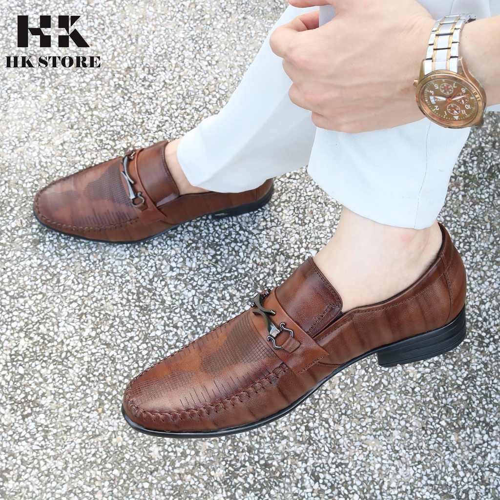 Giày tây lười nam hàng cao cấp chính hãng HK.STORE siêu nhẹ êm chân và chống nhăn da hoàn toàn.