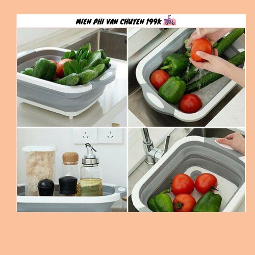 Bộ chậu gấp gọn kèm thớt đa năng | Bộ thớt kiêm chậu gấp gọn tiện dụng 88011