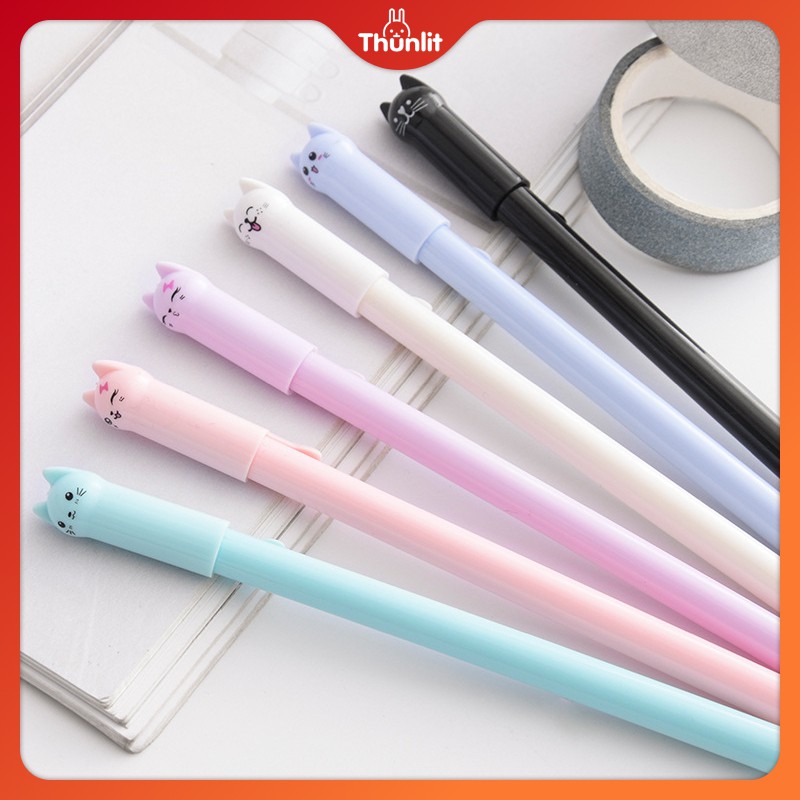 Bút mực gel Thunlit hình mèo hoạt hình dễ thương ngòi 0.5mm sáng tạo cho trẻ em và học sinh