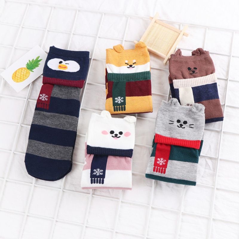 5 Đôi Tất Chân In Hình Thú Hoạt Hình 3D Cho Nữ