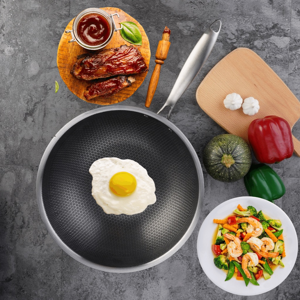 Chảo Chống Dính Đa Năng Sâu Lòng, Vân Tổ Ong Cao Cấp, Siêu Chống Dính Sâu Lòng Có Lưới Tổ Ong (nấu cả bếp từ)