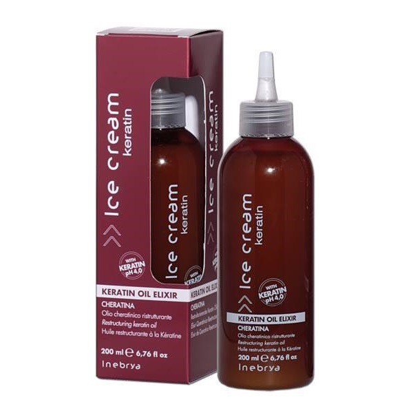 [+Tặng mũ trùm] Tinh chất phục hồi tóc hư tổn Keratin Inebrya Elixer Oil chuyên nghiệp Salon 200ml (ITALY)
