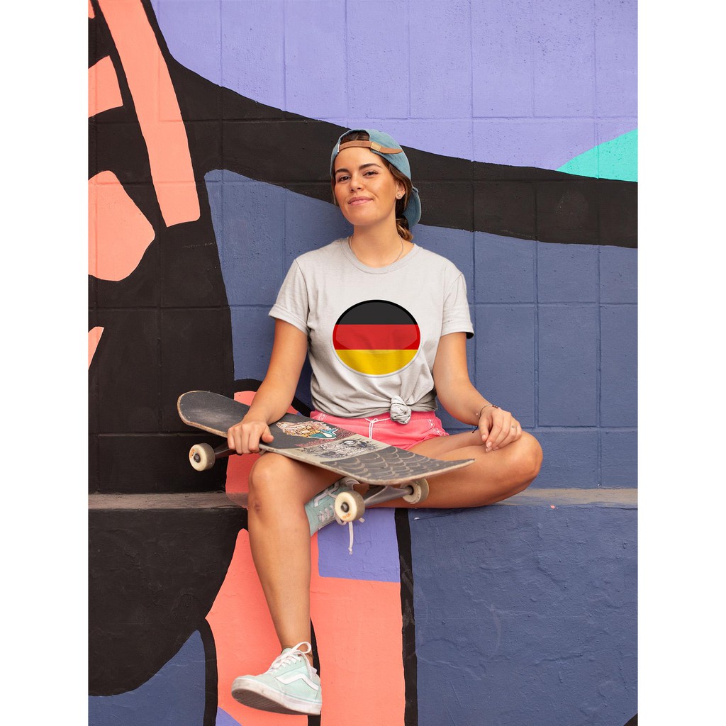 Áo thun nữ in hình tròn 3 vạch màu Cờ nước đức