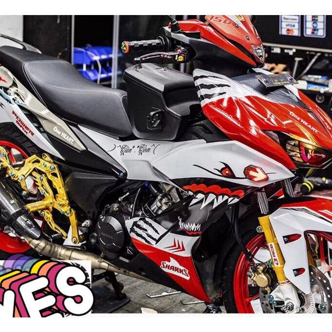 Tem trùm Winner X cá mập đỏ trắng - Độ dán team trùm decal xe máy Winner X  - Team trùm decal xe máy