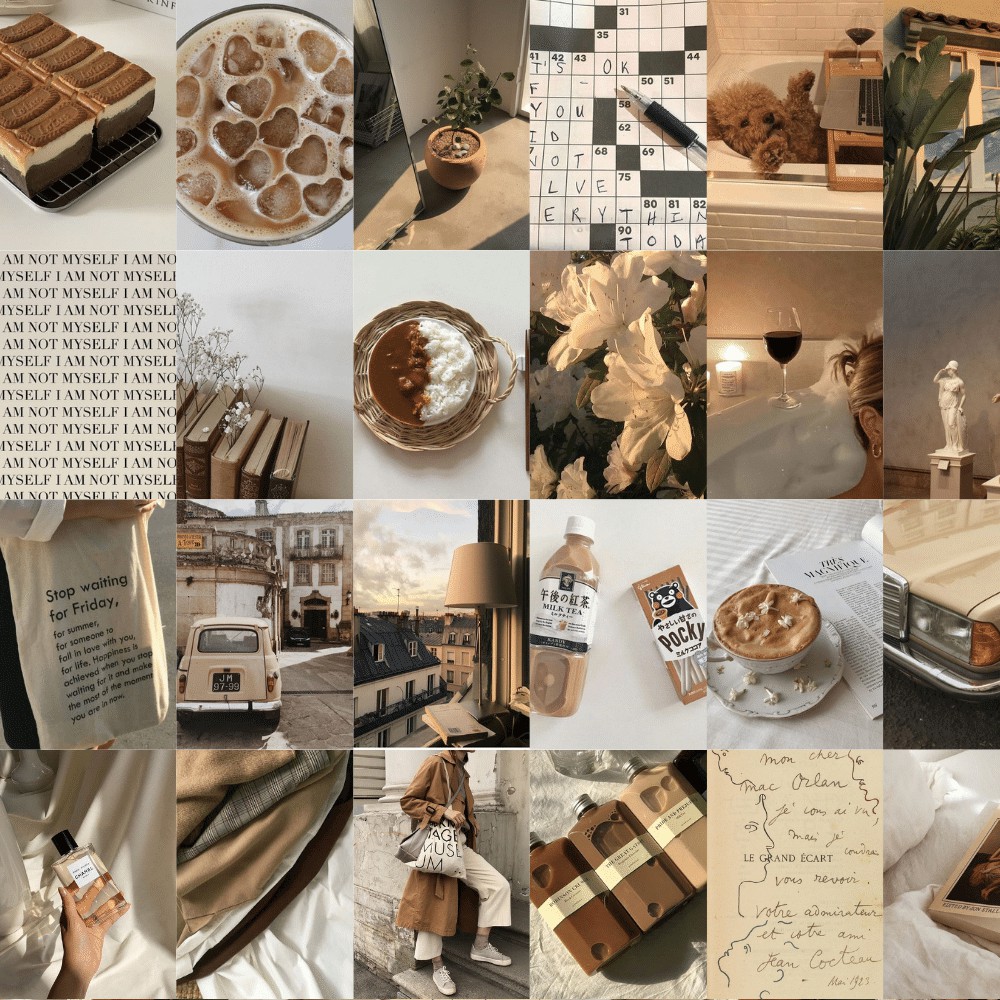 Wall Collage keo sẵng lột dán tường trang trí decor phòng ngủ - theme Trà Sữa