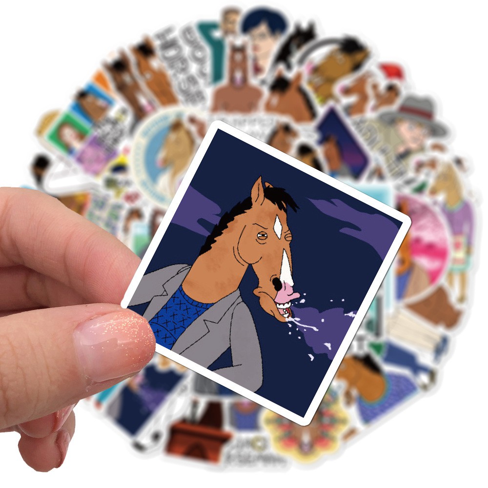 Set 50 sticker dán trang trí chống thấm nước họa tiết trong BoJack Horseman độc đáo