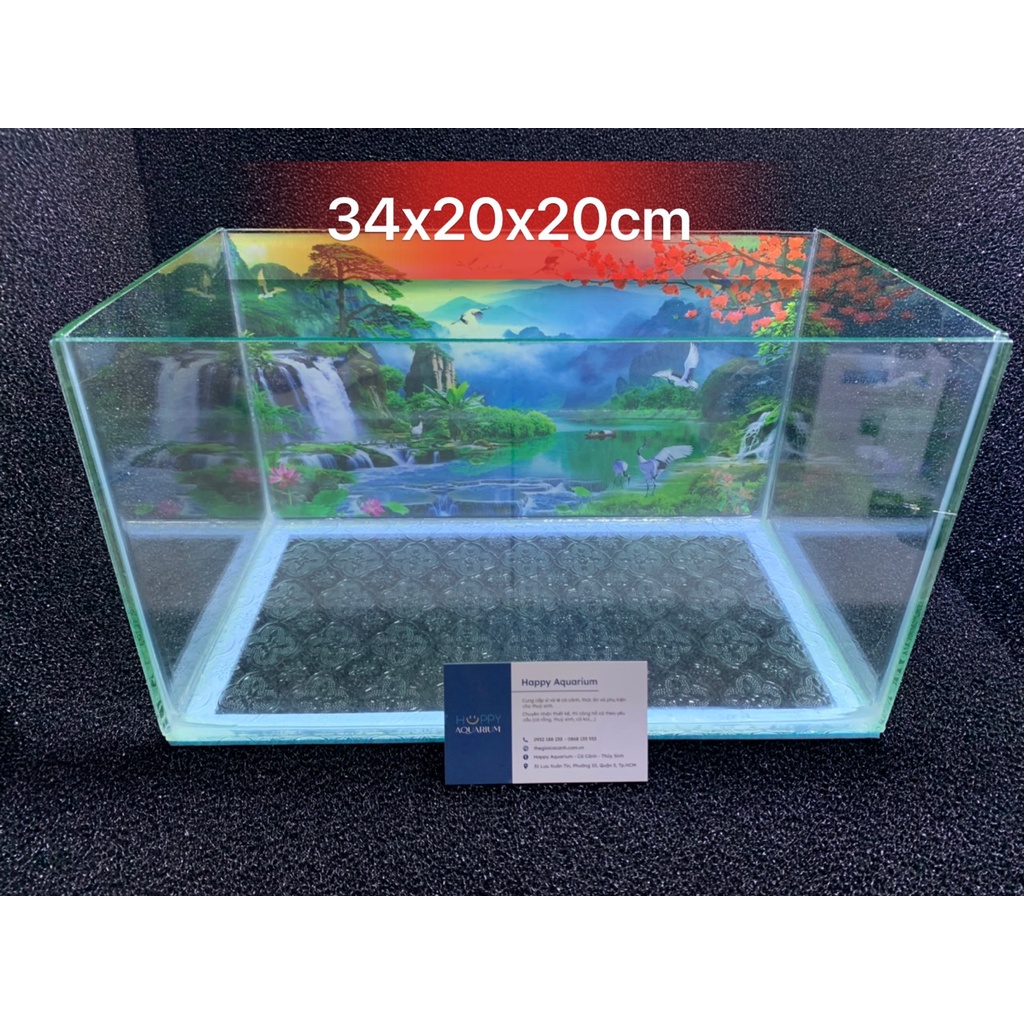 Hồ cá mini để bàn có sẵn tranh dán ngẫu nhiên