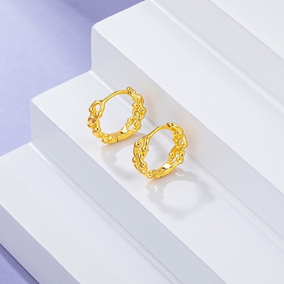 Bông Tai Mạ Vàng 24K Kiểu Mắt Xích Thời Trang Retro Cá Tính Cho Nữ