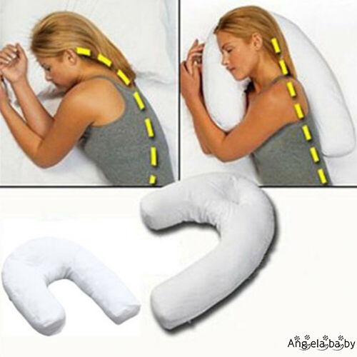 ⓗღ✯U Shape Side Sleeper Pro Pillow  Waist Support Cervical Spondylosis Relief Cushion with Ear Hole