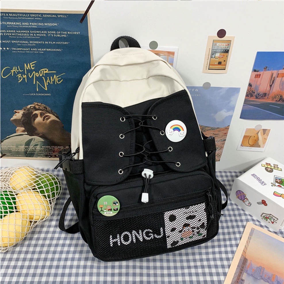 Balo đi học ulzzang hàn quốc nam nữ, balo học sinh unisex genz chống nước nhiều ngăn thời trang quảng châu