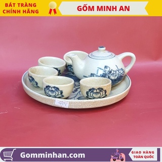 Bộ trà thờ, ấm chén thờ mini hoa văn vẽ tay thủ công gốm Minh An Bát Tràng