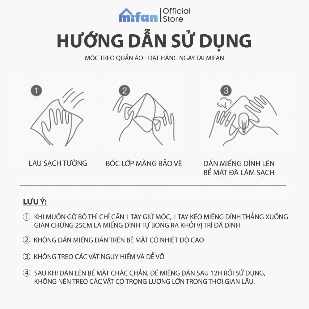 Móc Treo Quần Áo Dán Tường 6 Chấu - Treo Khăn Lau, Đồ Dùng Nhà Bếp, Phòng Tắm Đa Năng MIFAN 2021 - Chịu Lực 15kg