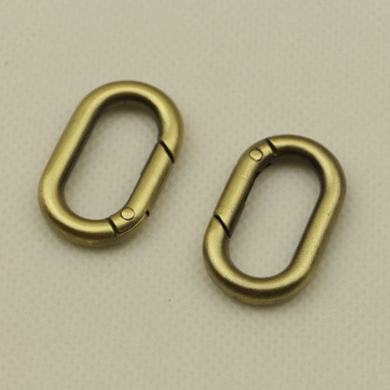 Bộ 2 móc khóa kim loại lò xo hình bầu dục gắn túi da/thắt lưng