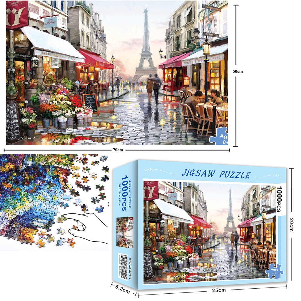 Bộ Tranh Ghép Xếp Hình 1000 Pcs Jigsaw Puzzle Rainy Day in Paris - Van Go Paint Thú Vị Cao Cấp-H41