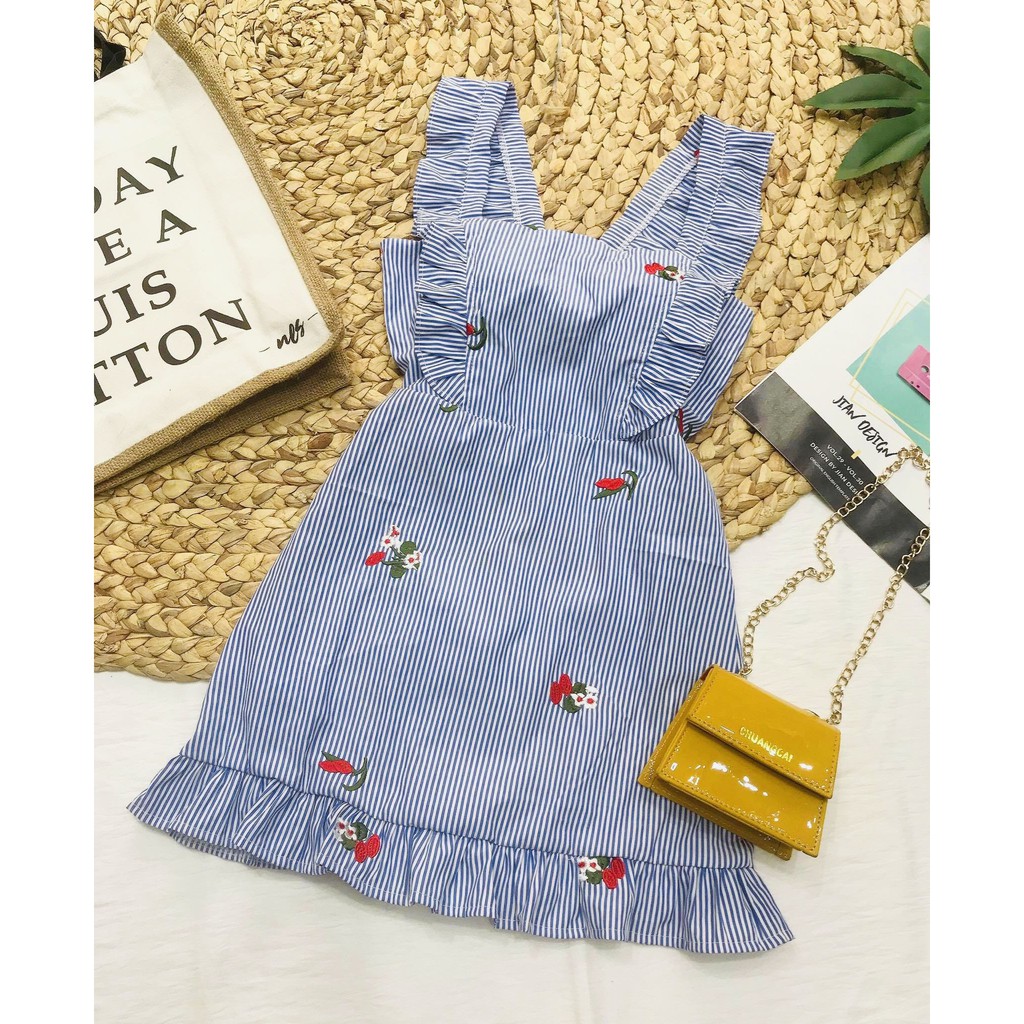 Lovely dress - Váy sọc hoa cột nơ lưng