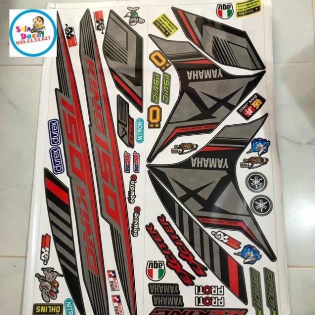 Tem rời ex 150 MX xám đỏ