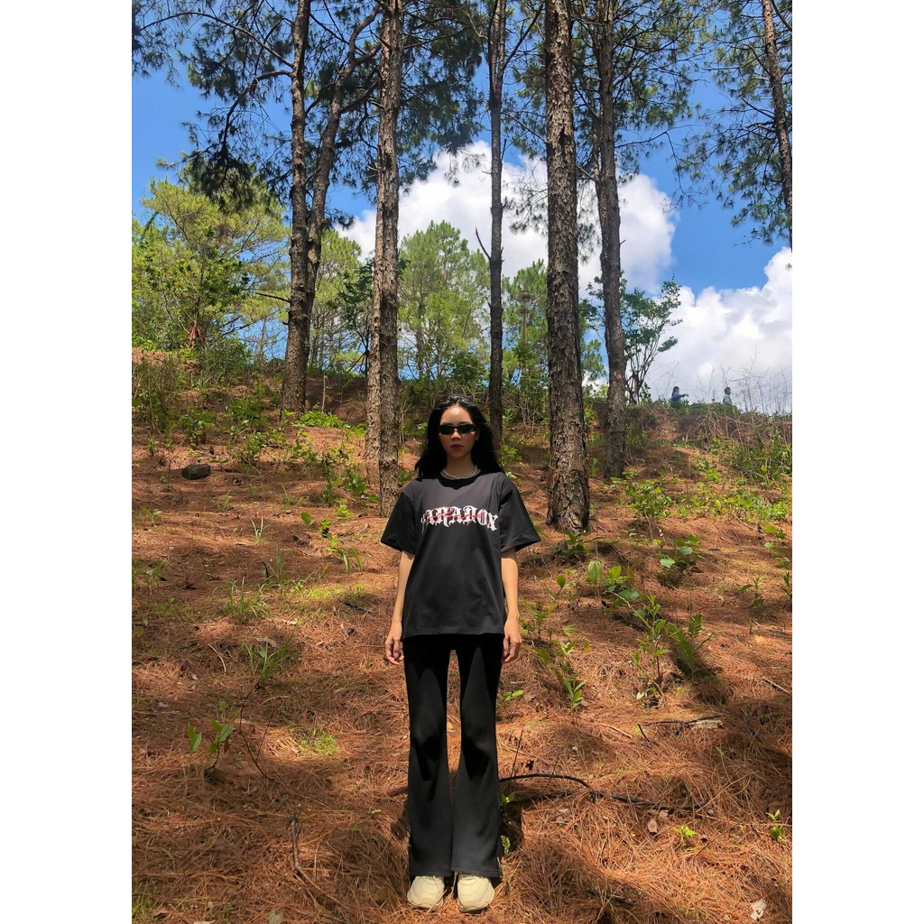 PWkU / Áo thun form rộng Paradox tay lỡ - Unisex - In hình - SOVEREIGN - Màu đen !