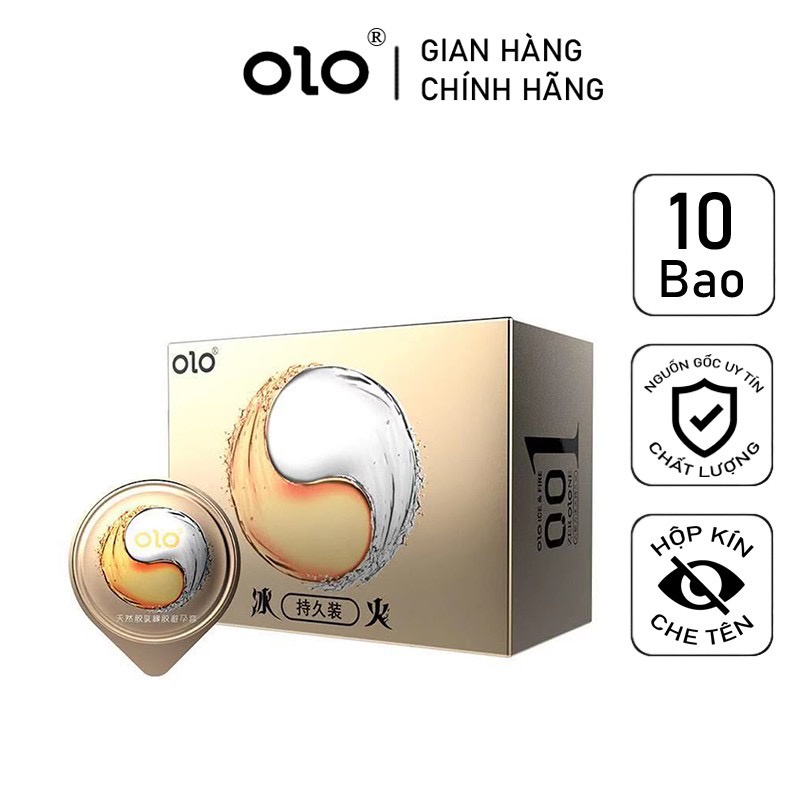 Bao cao su ozo 0.01 mỏng, nhiều gel bôi trơn, cảm giác lửa băng mới lạ (Hộp 10c OLO)