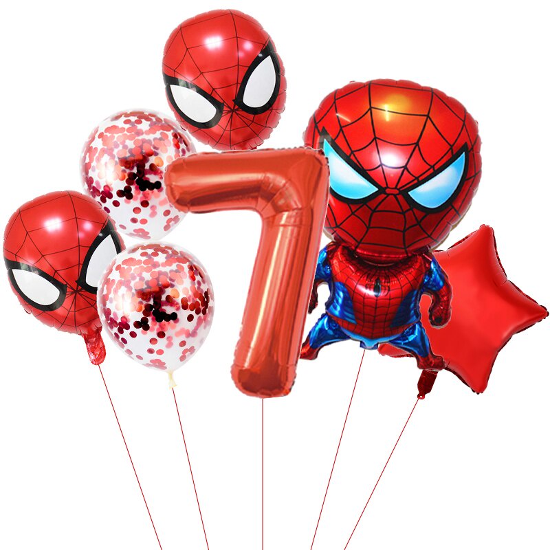 Set 7 bong bóng lá nhôm họa tiết siêu anh hùng trang trí tiệc sinh nhật cho bé
