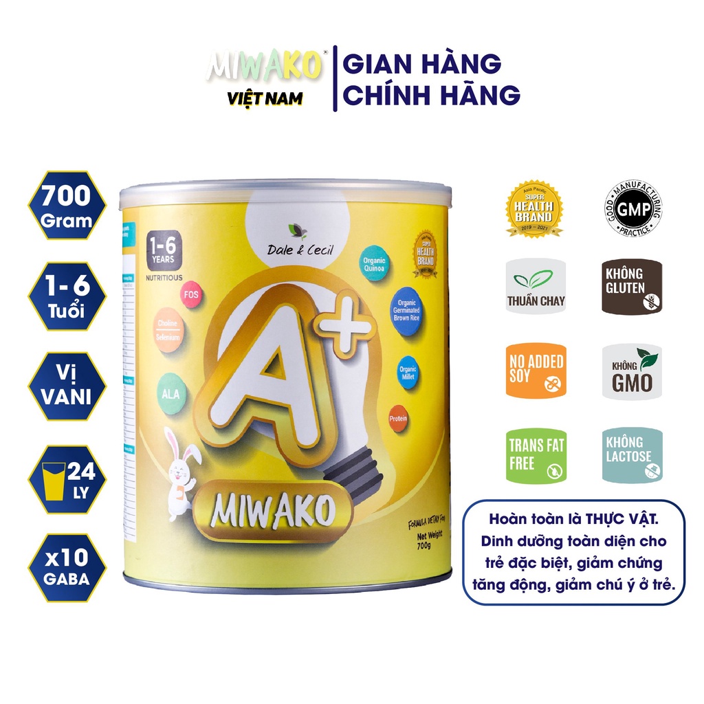 Sữa công thức thực vật hữu cơ MIWAKO A+ (700g x 1 hộp)