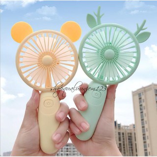 Quạt mini cầm tay hình thú có đèn và đế đỡ
