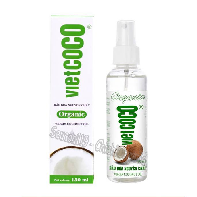 {Chai Xịt 130ml} Dầu Dừa Làm Đẹp 100% Nguyên Chất Ép Lạnh Organic Vietcoco | Thế Giới Skin Care