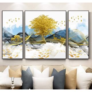 TRANH TREO TƯỜNG CANVAS,TRÁNG GƯƠNG MẪU TRANH TRỪU TƯỢNG NAI VÀ CÂY.