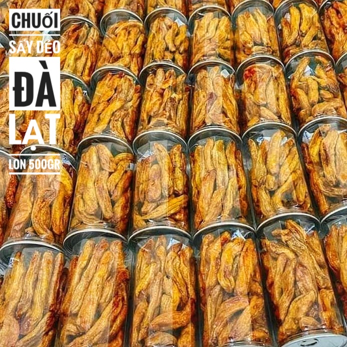 Chuối Sấy Dẻo Đà Lạt Không Đường Lon 500Gr
