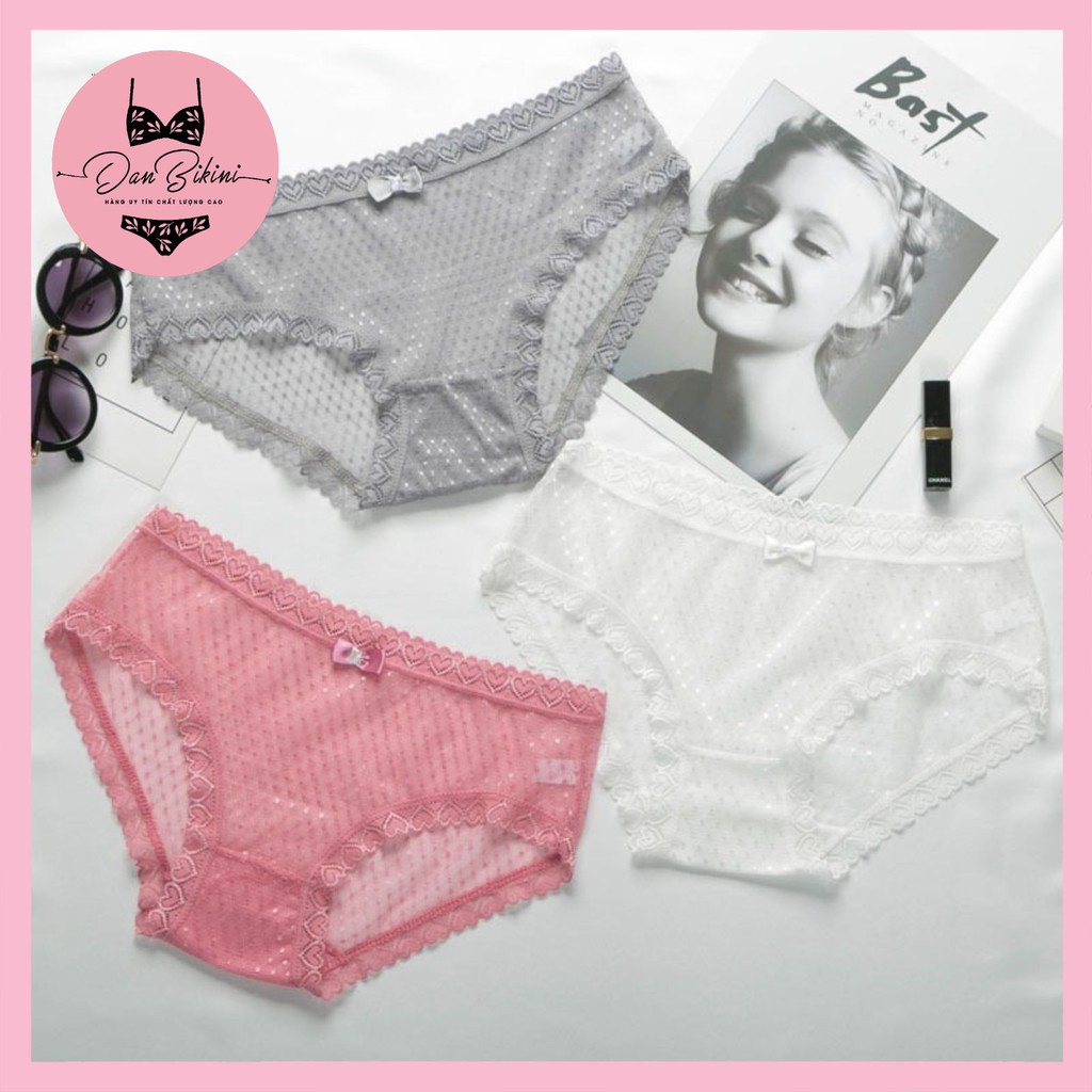 Quần Lót Ren Nữ Sexy xuyên thấu gợi cảm viền tim cao cấp mềm mại mã 2805