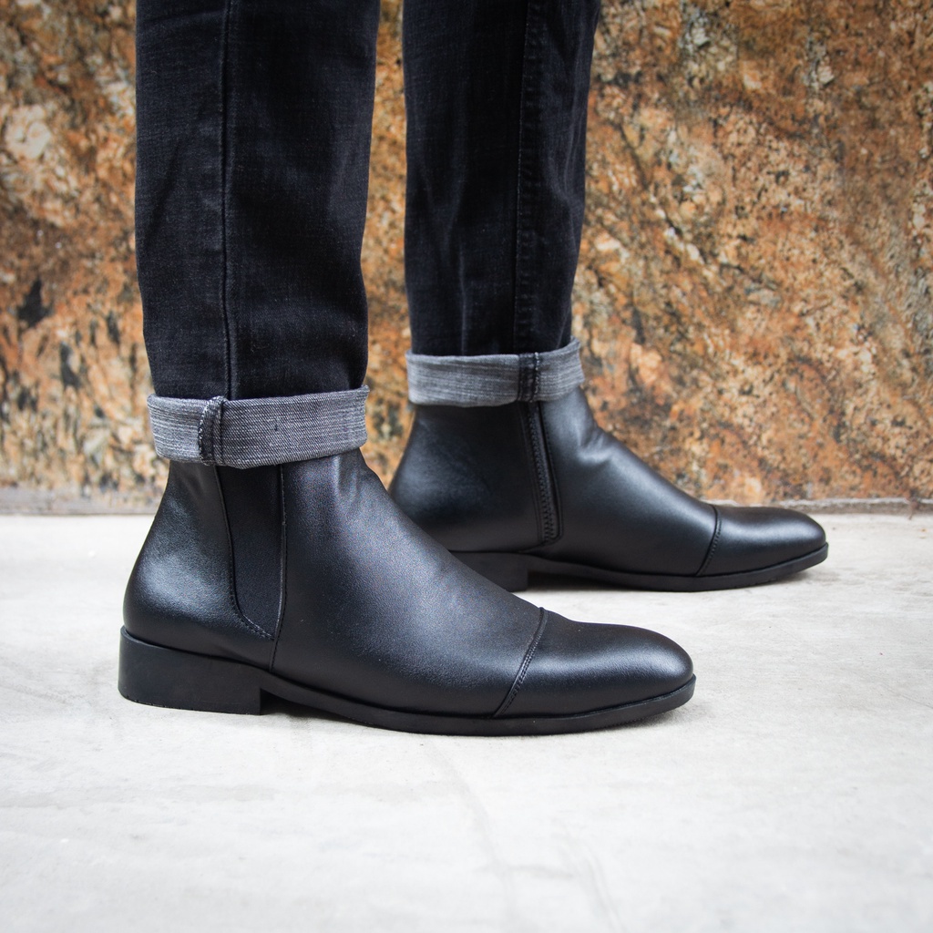 Giày Boots Nam Chelsea Boots Classic Đế Tăng 5cm Chiều Cao Màu Nâu Đỏ Đức Linh GDA046