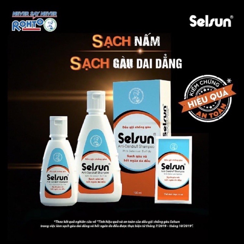 Bộ sản phẩm chống gàu Selsun (Dầu gội chống gàu Selsun 100ml + Dầu xã dưỡng tóc Selsun 100ml)