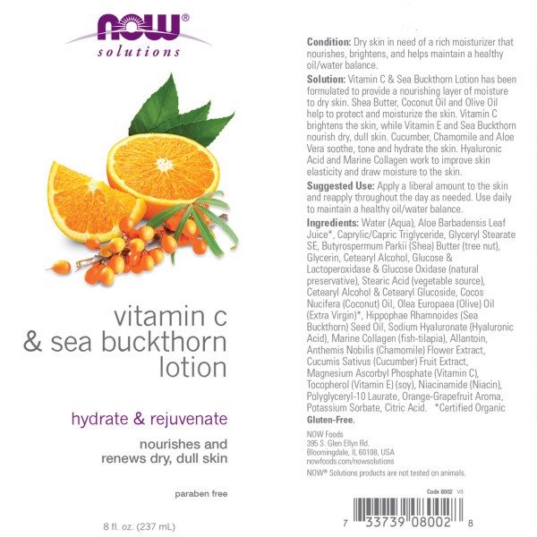 Mỹ phẩm Now solutions vitamin C - sea buckthorn lotion kem dưỡng thể, dưỡng ẩm chai 237 ml