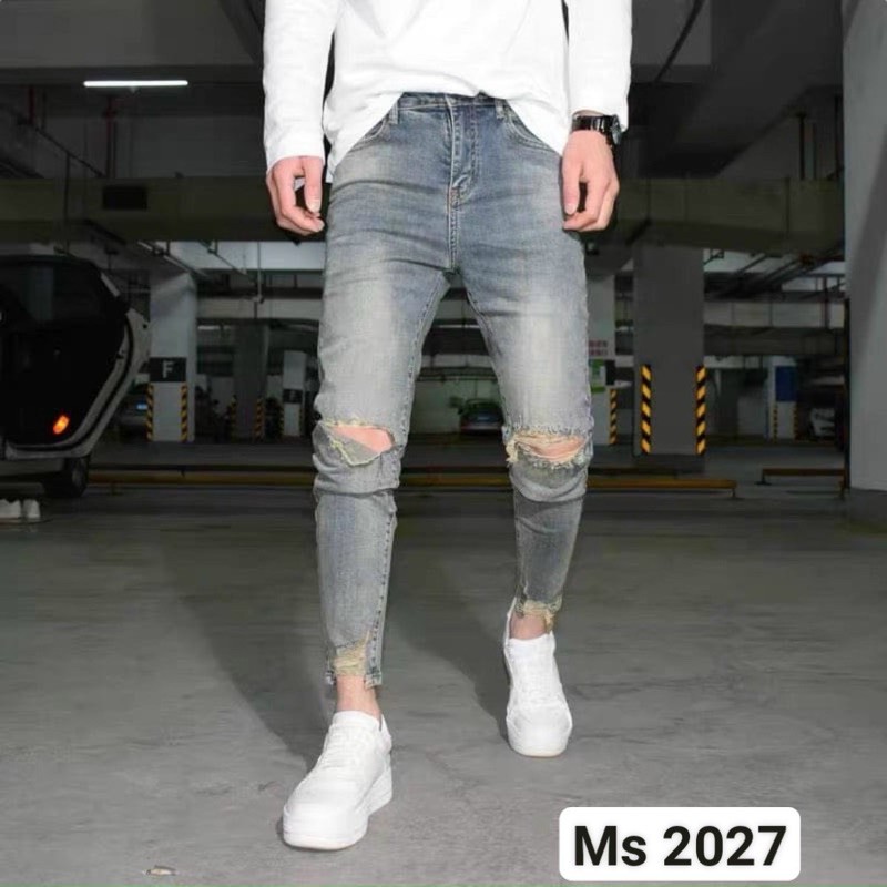 Quần jean nam rách gối phong cách nhiều mẫu
