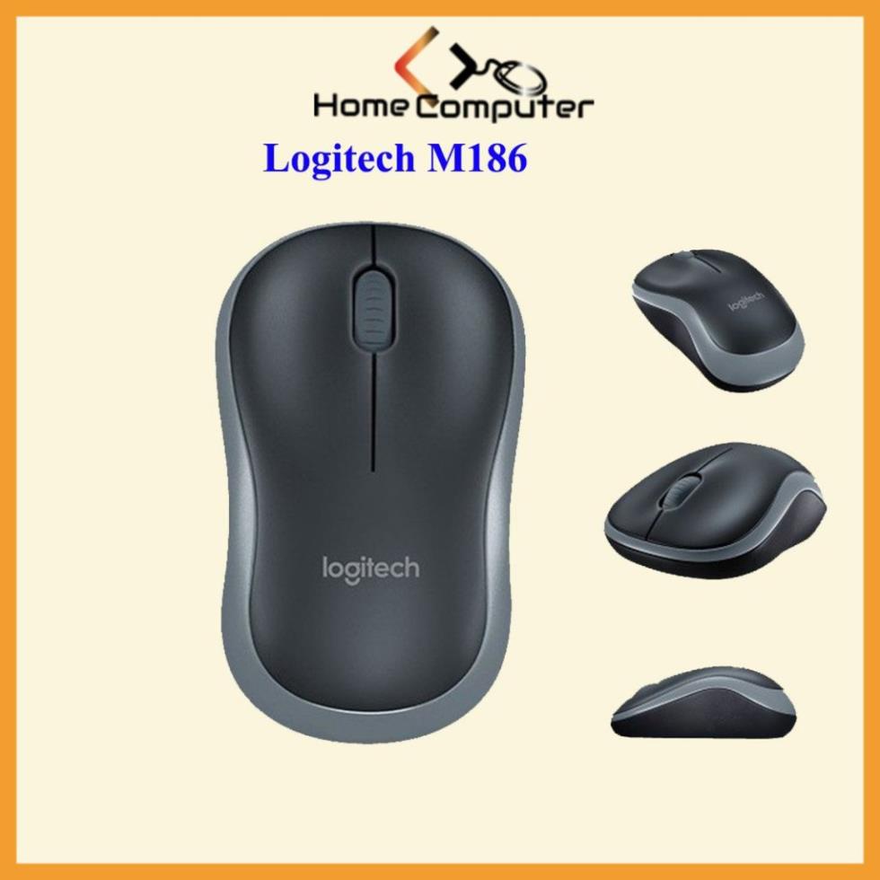 Chuột Máy Tính, Chuột Không Dây LOGITECH M186 Silent Giảm Tiếng Ồn. Tặng Kèm Pin AA