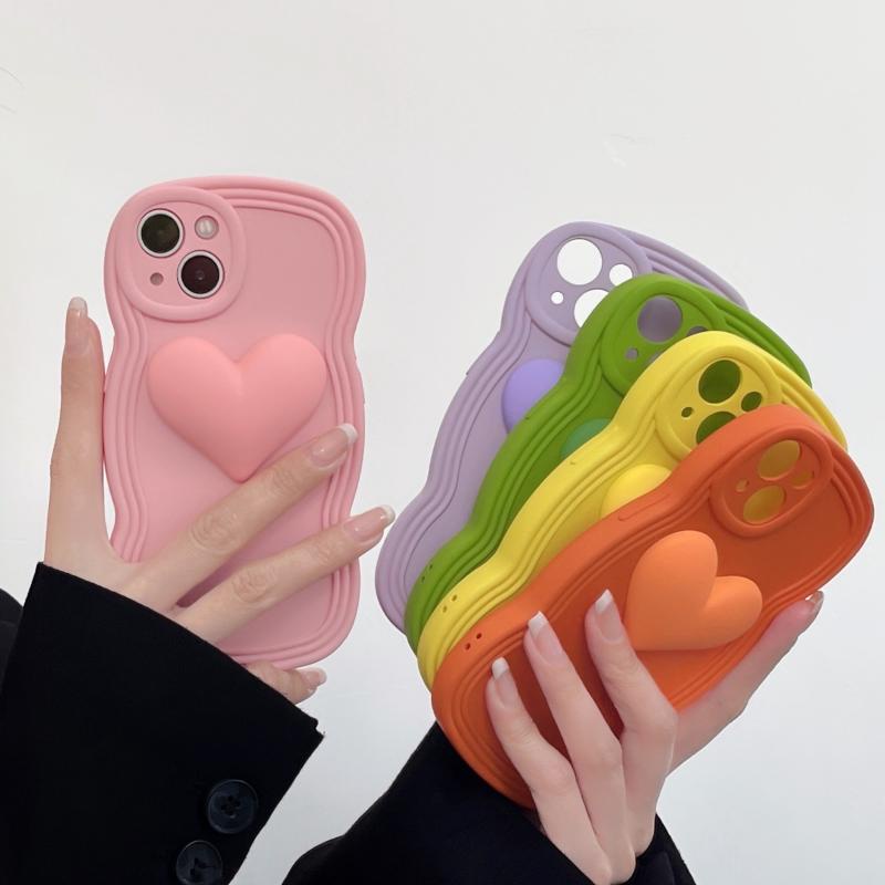 Ốp Điện Thoại Họa Tiết Trái Tim Ba Chiều Cho iphone 11 / 12 / 13 / Pro / promax / xs / xr / xsmax / 14promax / 14plus