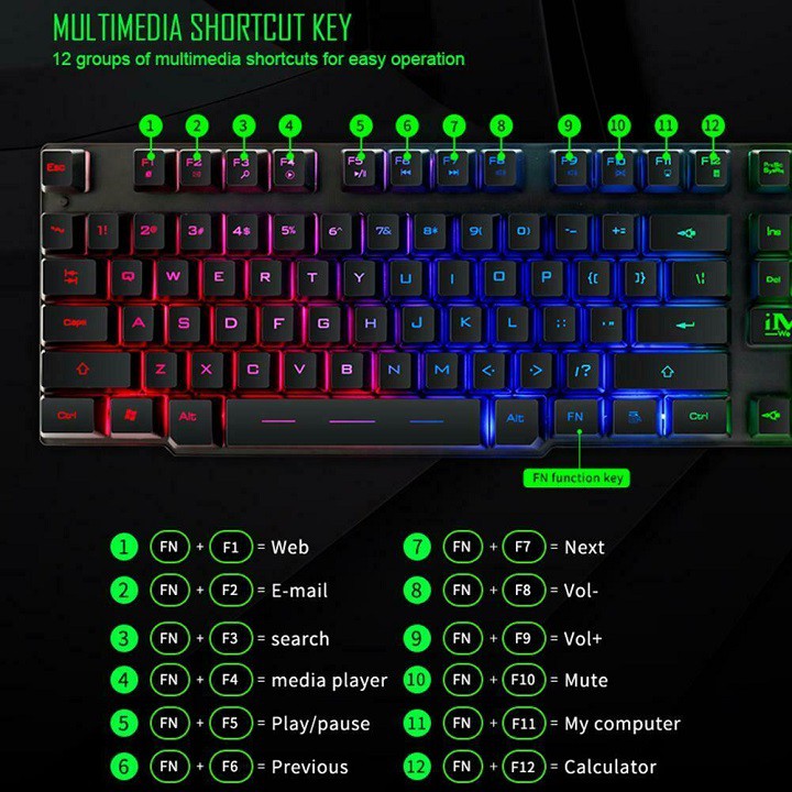 Combo bộ Phím chuột Imice MK-680 giả cơ chuyên game – Chính hãng – Bảo hành 12 tháng – Gaming keyboard and Mouse