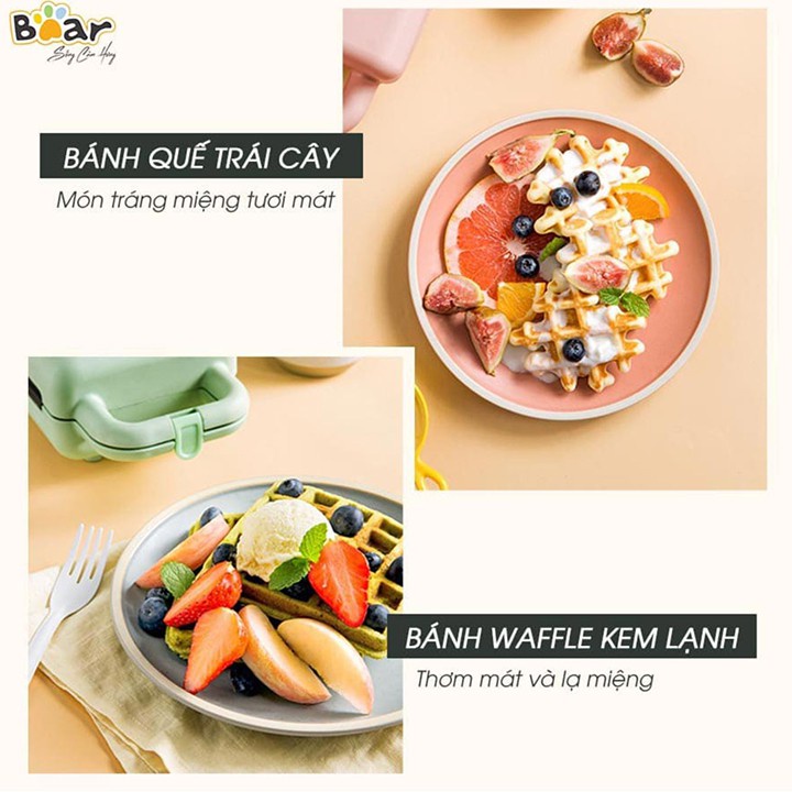 Máy Nướng Bánh Mì Kẹp Nướng Bánh Sandwich Làm Bánh Waffle, Rán Trứng Xúc Xích Bear P06N2 (Bảo hành 12 tháng)