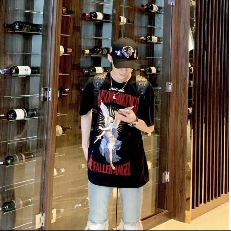 Áo thun tay lỡ Mikenco The Fallen Angel Thiên Thần MOSSSHOP - Áo phông nam nữ unisex phong cách ulzzang form rộng 65kg