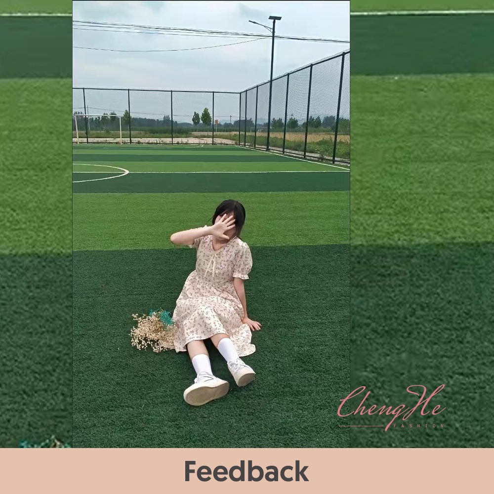 Váy/đầm xòe dáng ngắn họa tiết hoa nhí thắt nơ dễ thương dáng dài Vintage tiểu thư nữ tính V00091